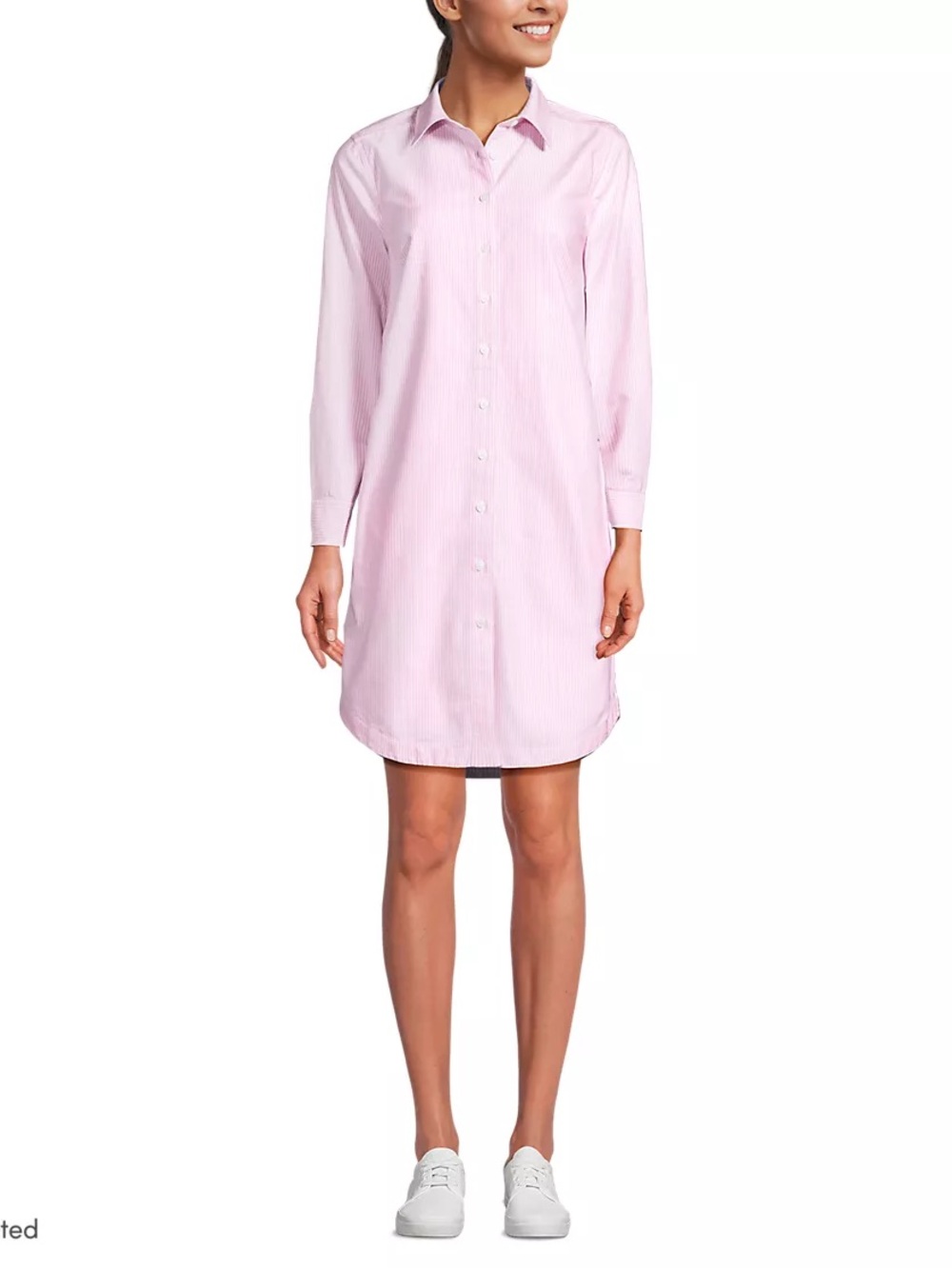 Lands End Women's Oxford Long Sleeve Button Front Shirt Dress 100% cotton sz Sm